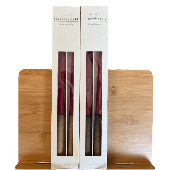 Pier 1 Burgundy Red & Gold Taper Candle Sticks 12" Handmade in Finland NEW Set 4 - Picture 3 of 7